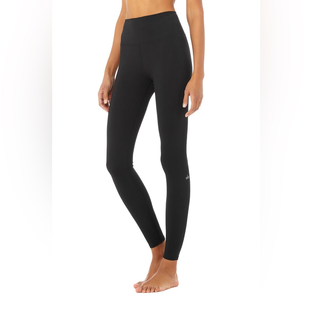 ALO High Waisted Leggings Full Length Black Shiny Compression Lift Yoga Pants